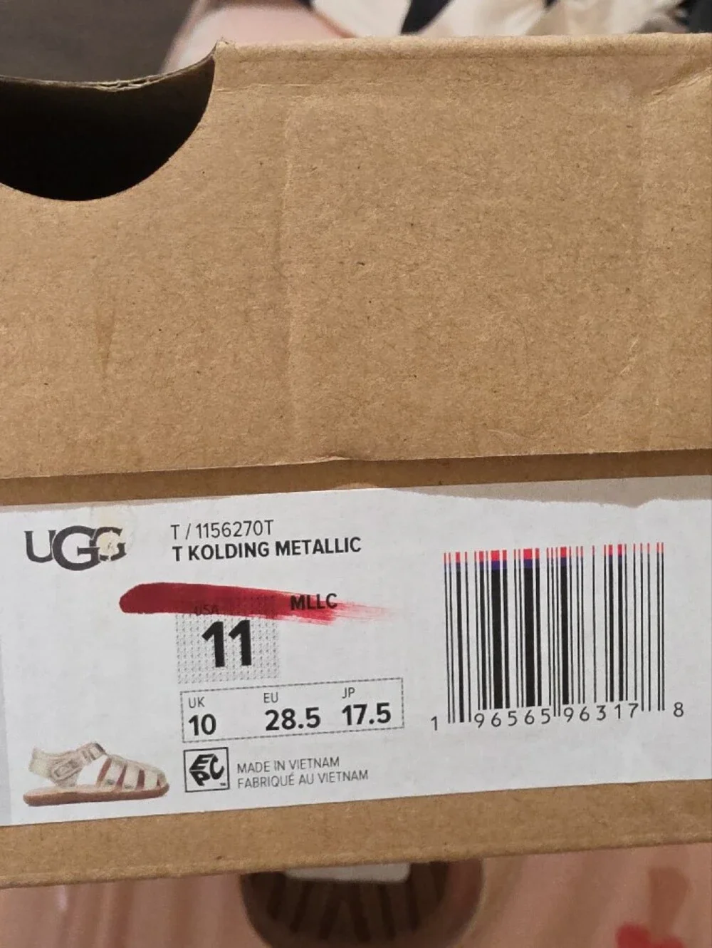 UGG Kids Metallic Gold Strappy Sandals